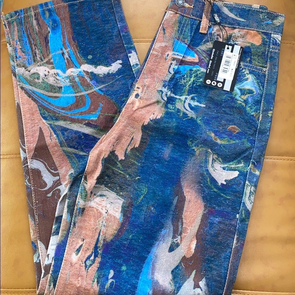 Jaded London abstract printed galaxy fit jean